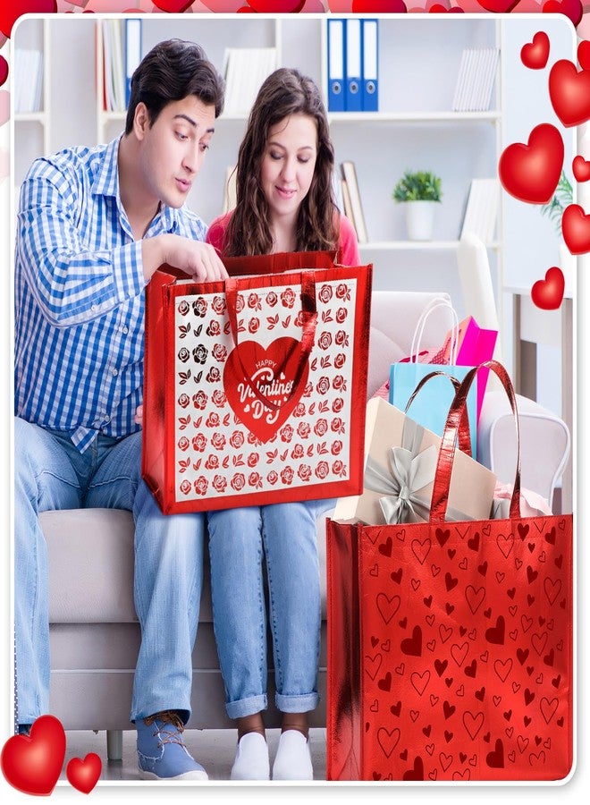 دانسي ديزي، 6 قطع، حقيبة هدايا كبيرة جدًا لعيد الحب، 20 × 16 بوصة، قابلة لإعادة الاستخدام، حقيبة على شكل قلب بمقابض، غير منسوجة، هدية مثالية لحفلات التسوق في عيد الحب، هدية رائعة للصديقات والبالغين (تصميم مبتكر). - Image 4
